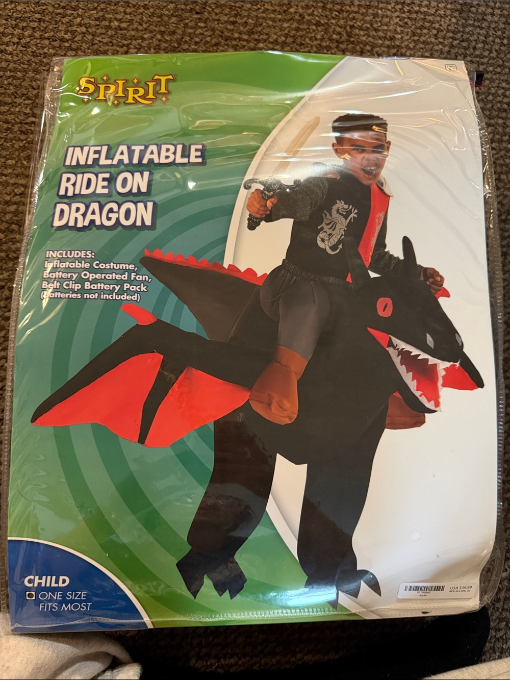 Spirit Inflatable Ride-On Dragon Costume - Black & Red